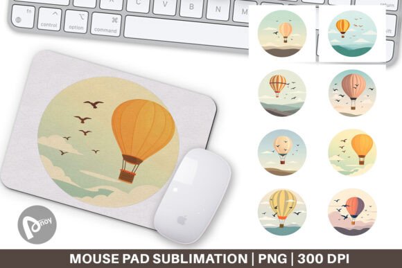 Bird Hot Air Balloon Mouse Pad: Creative Design