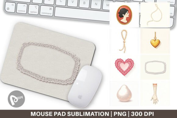 Coquette Lace Pearls Mouse Pad: Elegance for Your Desk