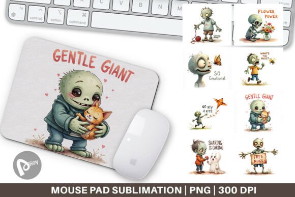 Cute Zombie Mouse Pad PNG: A Friendly Undead Accent for Your Desk Setup