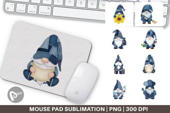 Denim Patchwork Gnome Mouse Pad