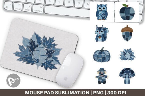Fall Denim Collage Mouse Pad: When Your Desk Deserves a Seasonal Upgrade