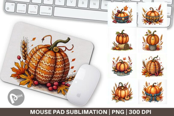 Fall Knitted Pumpkin Mouse Pad