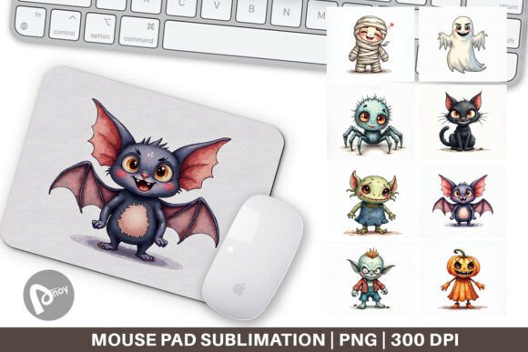 Halloween Character Watercolor Mouse Pad