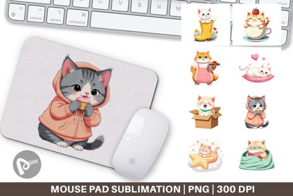 Mouse Pad Adorable Cat Sublimation Designs