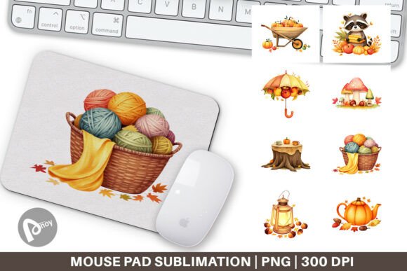 Mouse Pad Fall Watercolor Set