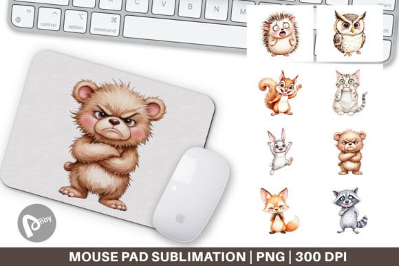 Mouse Pad Funny Animal Faces for Creative Workspaces