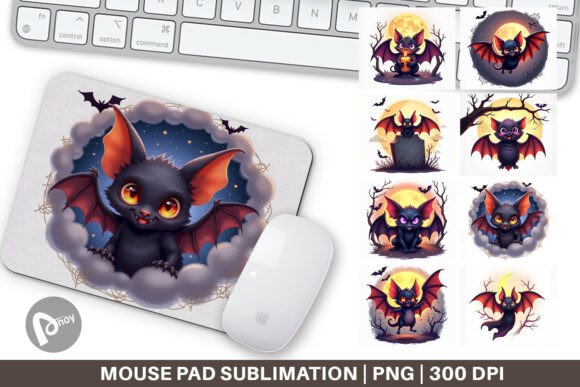 Mouse Pad Halloween Bat Flutter: A Seasonal Sublimation Design That Blends Style With Desk Function