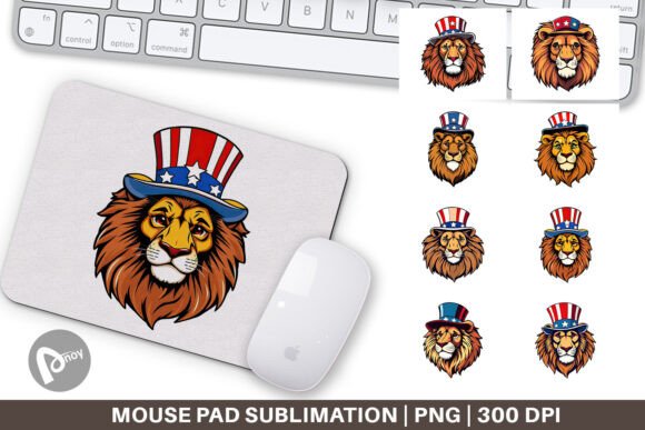 Mouse Pad Lion Patriotic for Your Desk