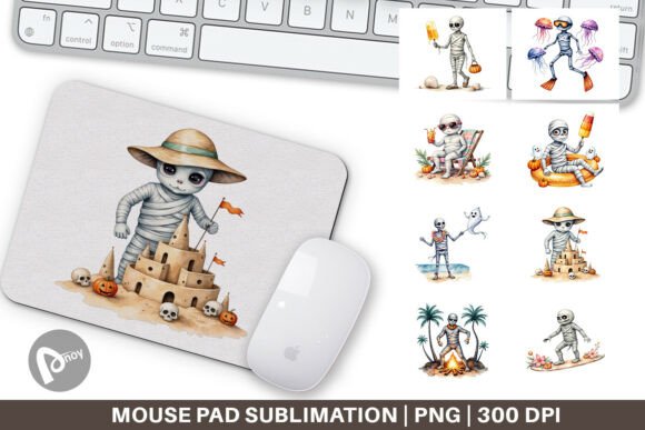 Mouse Pad Mummy Beach Holiday Design Set