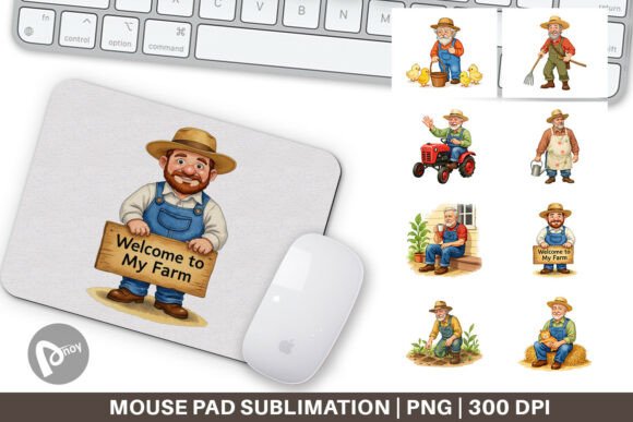 Mouse Pad Old Farmer: A Sublimation Design That Brings Character to Your Workspace