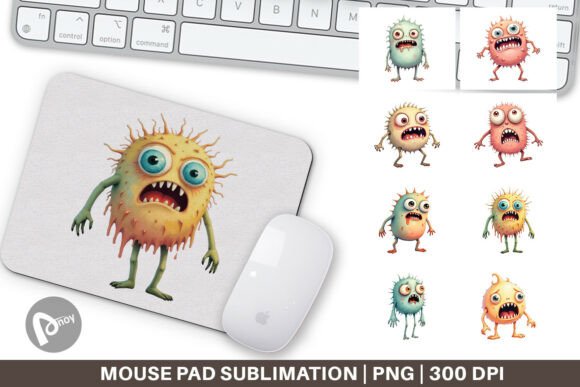 Mouse Pad Panic Monster: Creative Sublimation Design for Your Desk
