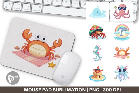 Mouse Pad Pastel Ocean Cuties: A Creative Desk Upgrade