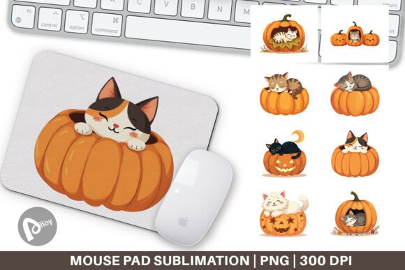 Mouse Pad Pumpkin Cats Fall: Transform Your Workspace with Seasonal Sublimation Design