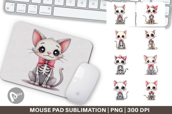 Mouse Pad Sassy Skeleton Cat: Creative Desk Upgrade