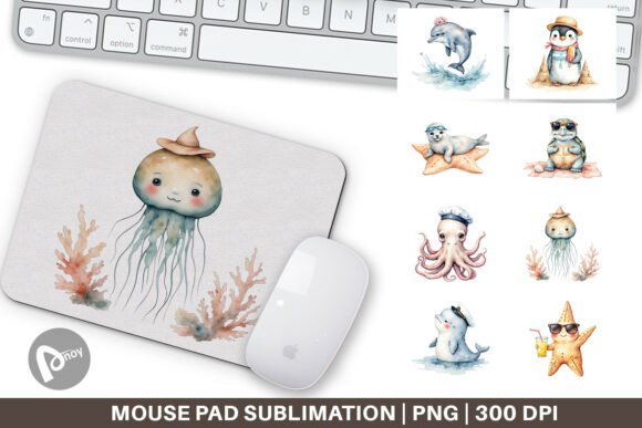 Mouse Pad Seaside Critter Friends: A Coastal Companion for Your Desk