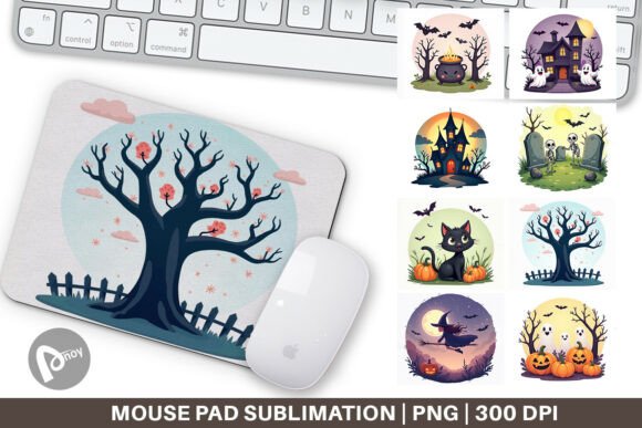 Mouse Pad Spooky Scenes for Sublimation Design