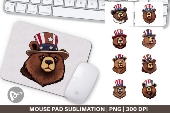 Patriotic Bear Mouse Pad Design Assets