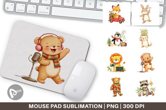 Retro Christmas Animals Mouse Pad for Desk Style
