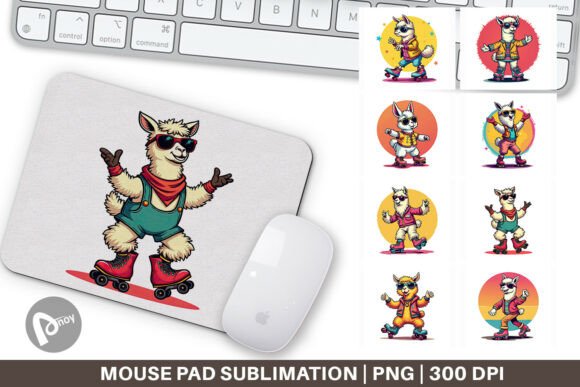 Retro Funny Llama Mouse Pad Assets