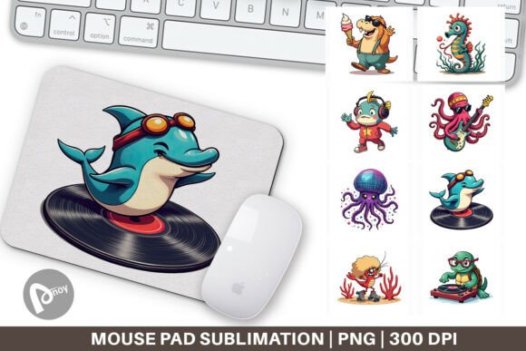 Retro Sea Critters Mouse Pad: Design & Productivity