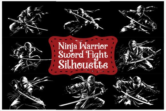 Stealth Warrior Sword Fighting Bundle1 – Dynamic Ninja Silhouettes