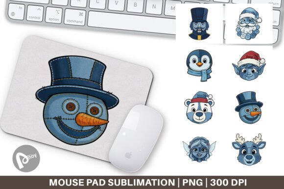 The Denim Santa Face Mouse Pad: Merging Festive Cheer with Sublimation Craft for a Productive Desk