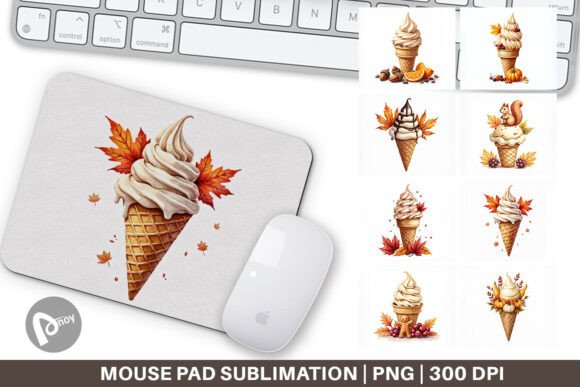 Transform Your Workspace with a Watercolor Fall Ice Cream Mouse Pad