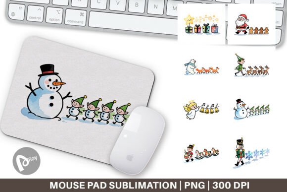 Watercolor Cartoon Xmas Mouse Pad