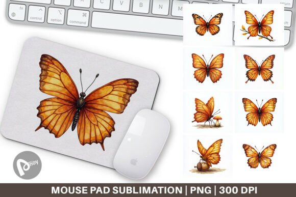 Watercolor Leaf Butterfly and Sublimation Mouse Pad