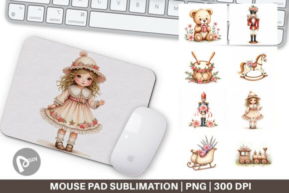 Watercolor Vintage Christmas Toys for Your Work Desk