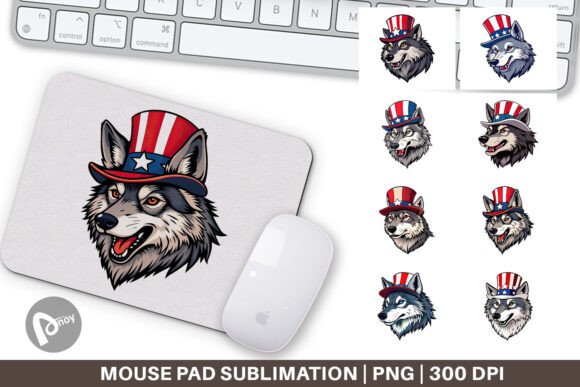Wolf Patriotic Mouse Pad: Bold Desk Design for Focused Work