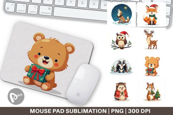 Woodland Pals Christmas Mouse Pad: Festive Desk Upgrade