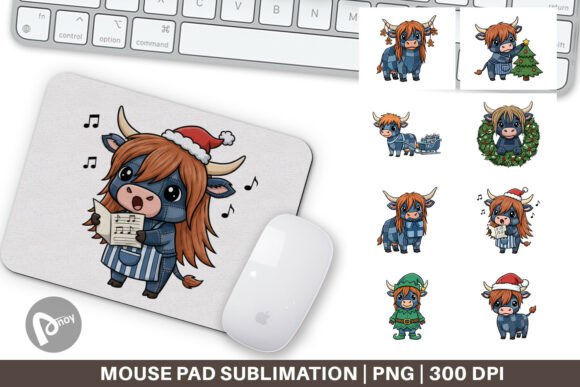 Xmas Highland Cow Mouse Pad: Festive Desk Upgrade